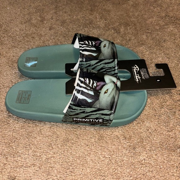Primitive x Naruto Serpent Slides Sage Green‎ Anime Mens Size 8 - Picture 4 of 7